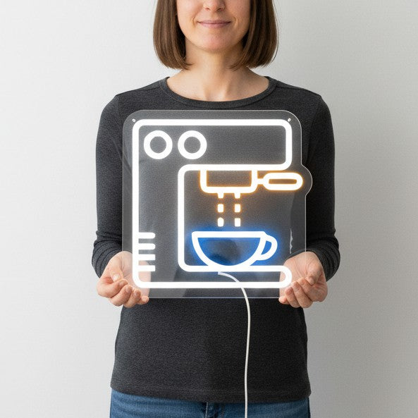 Enseigne au néon pour machine à café
