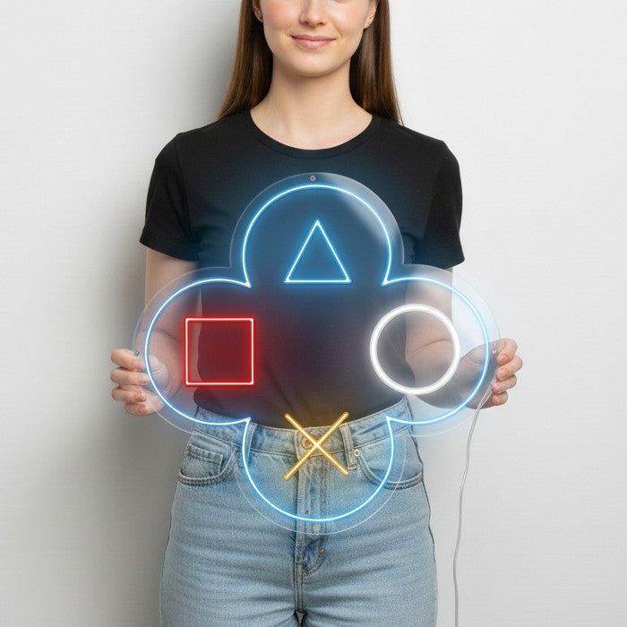 Game Controller Buttons Neon Sign