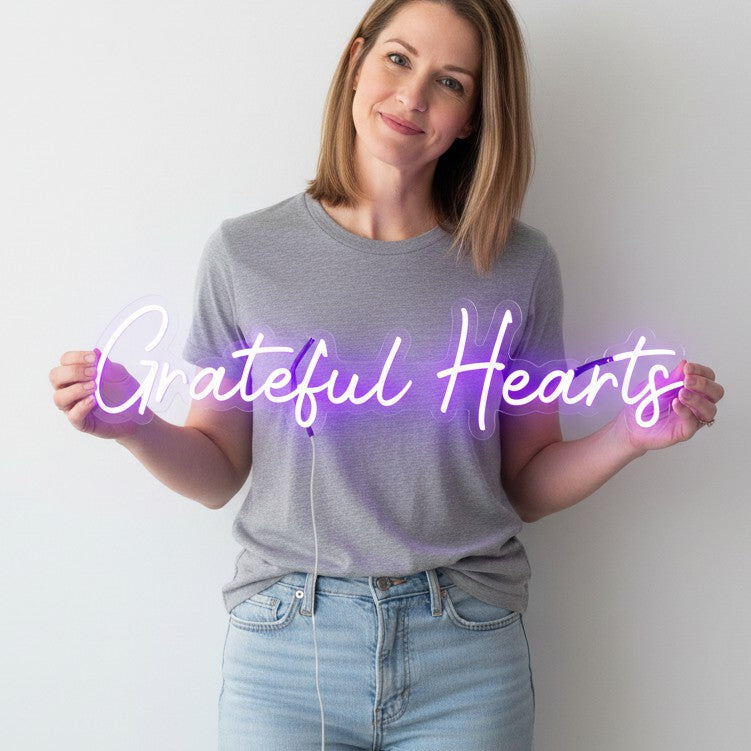 Grateful Hearts Neon Sign