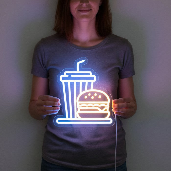 Enseigne au néon Hamburger Set Meal