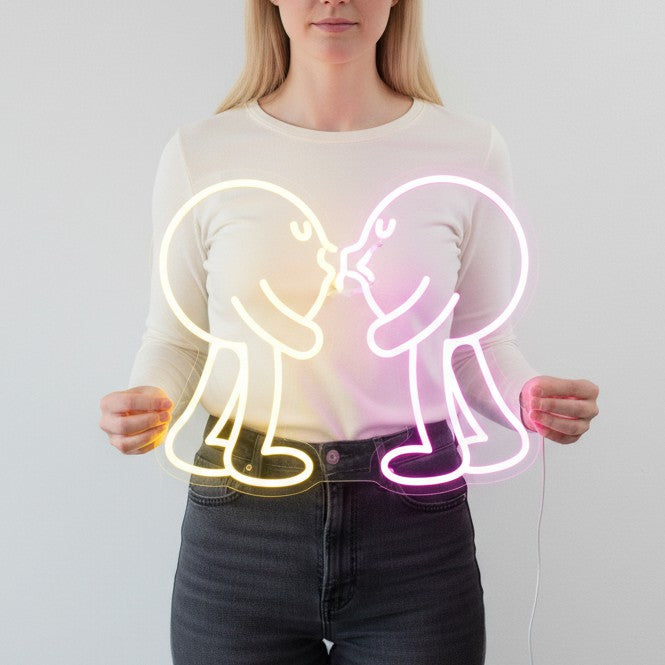 Enseigne au néon "Je t'embrasse"