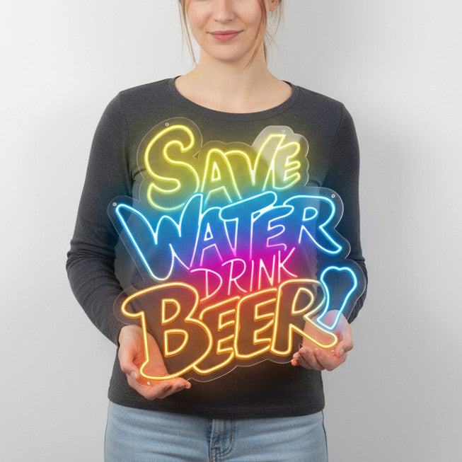 Save Water Drink Beer Led Neon Sign