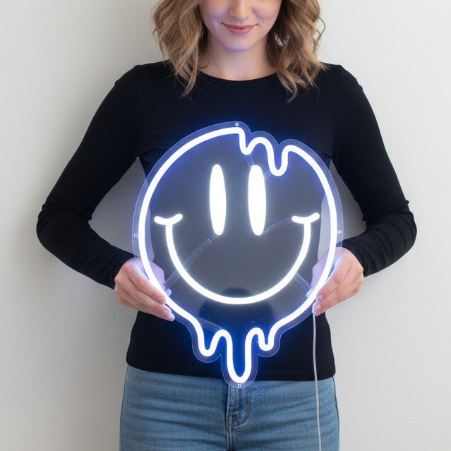 Smiling face melts Neon sign
